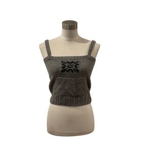 Ralph by Ralph Lauren gray cropped snowflake wool cami tank S